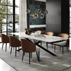 8 Seater White Sintered Stone Rectangular Dining Table With Angular Base