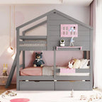 Twin Over Twin Kids Bunk Bed With Drawers