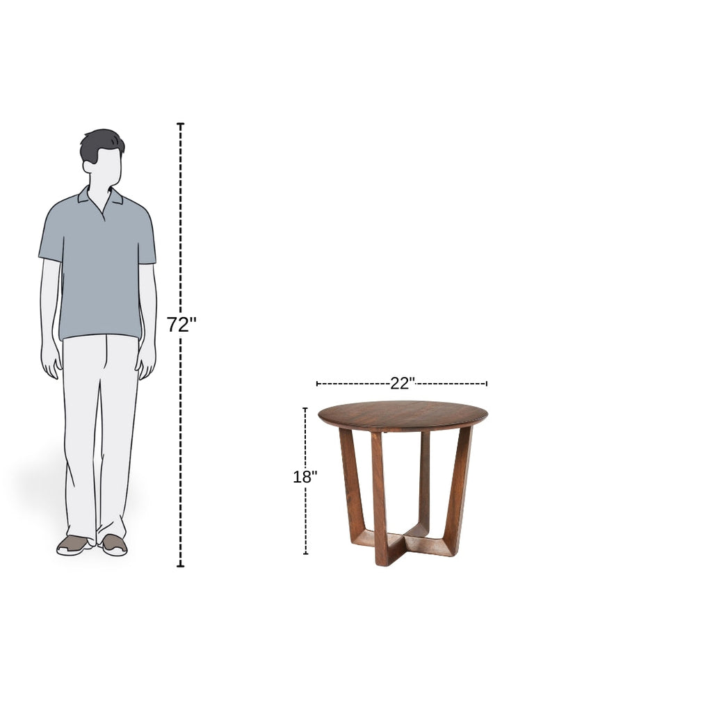 Cross-Leg Solid Wood Side Table

