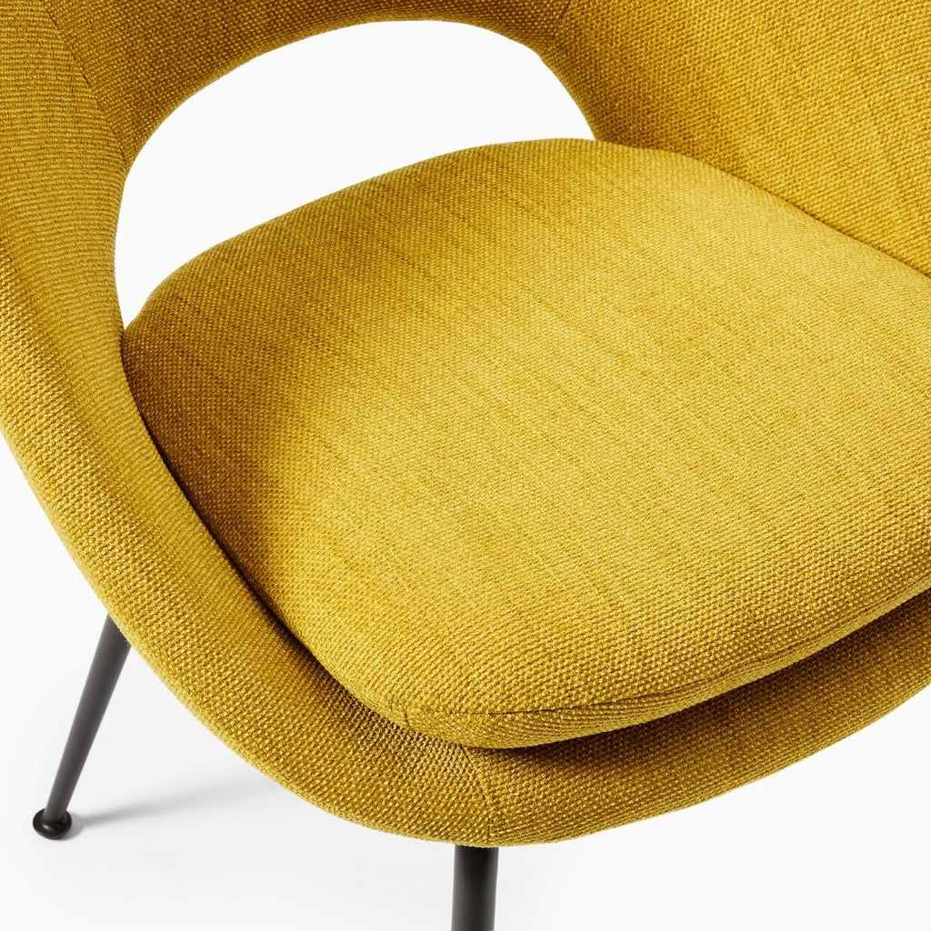 Contemporary Curved Yellow Upholstered Dining Chair


