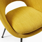 Contemporary Curved Yellow Upholstered Dining Chair

