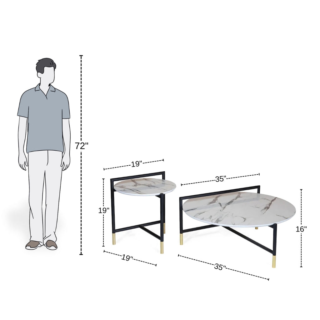 Modern Elegance White Marble Coffee Table Set