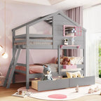 Twin Over Twin Kids Bunk Bed With Drawers