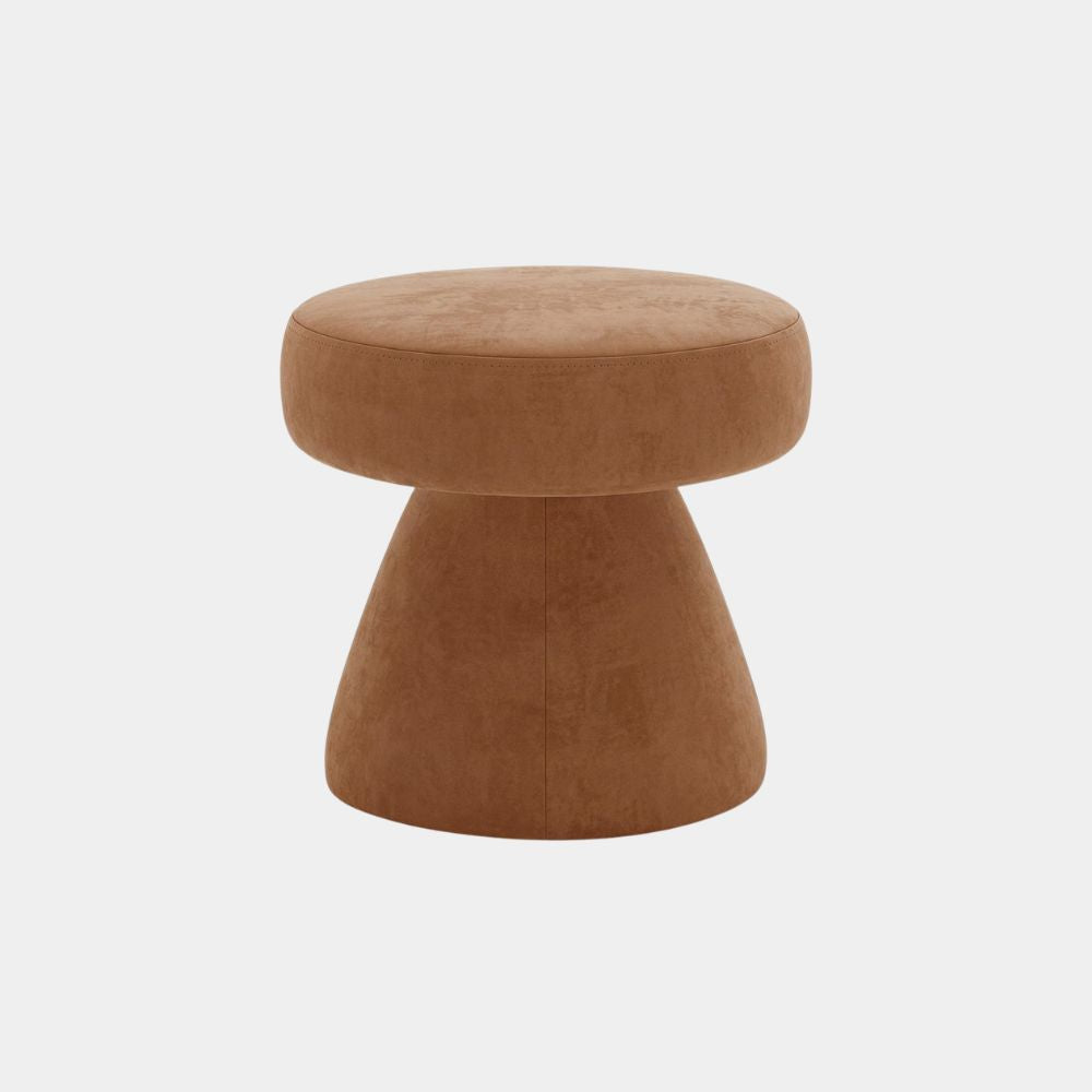 Caramel Brown Velvet Round Pouf