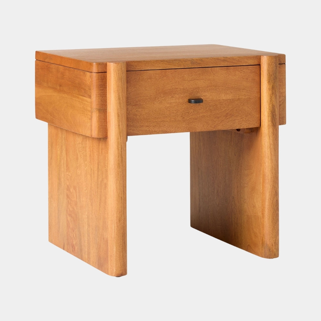 Brown Solid Wood Contemporary Nightstand  