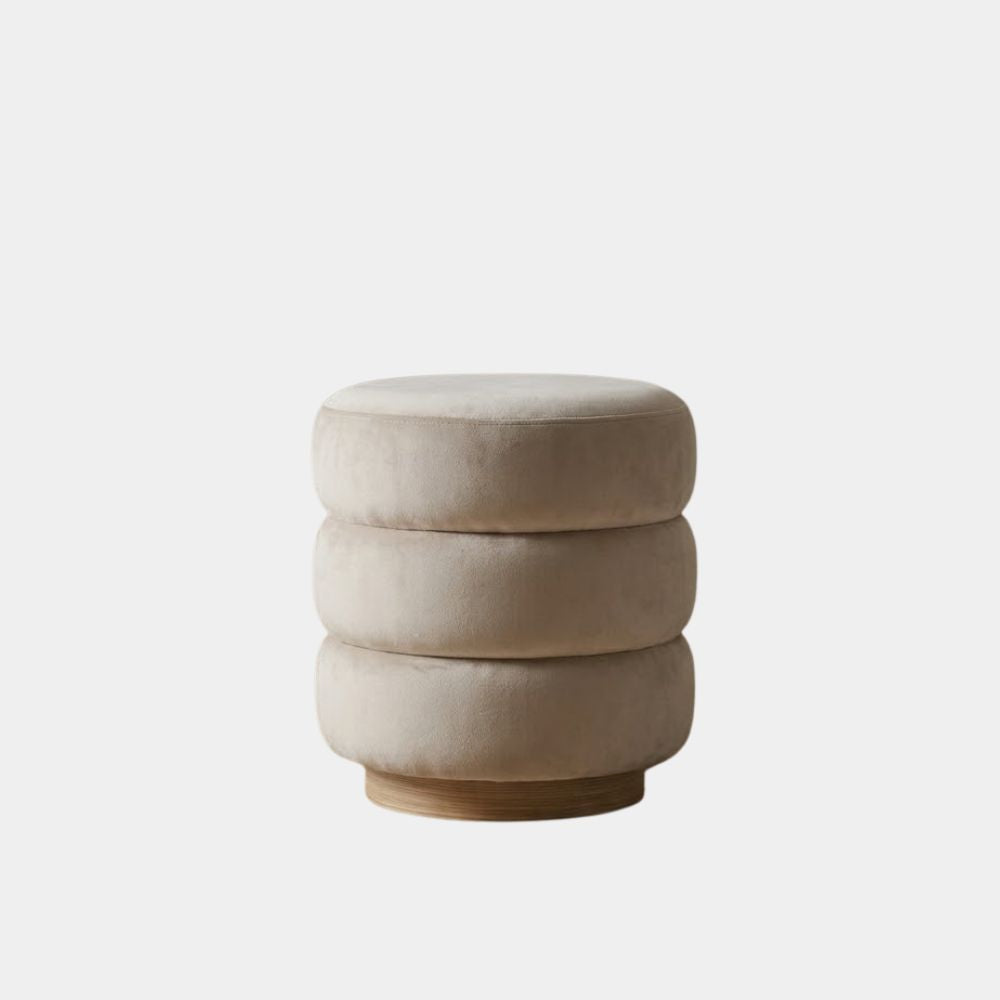 Milo Beige Velvet Three-Tier Pouf
