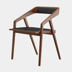 Modern Wood Frame Armchair with Black Seat

