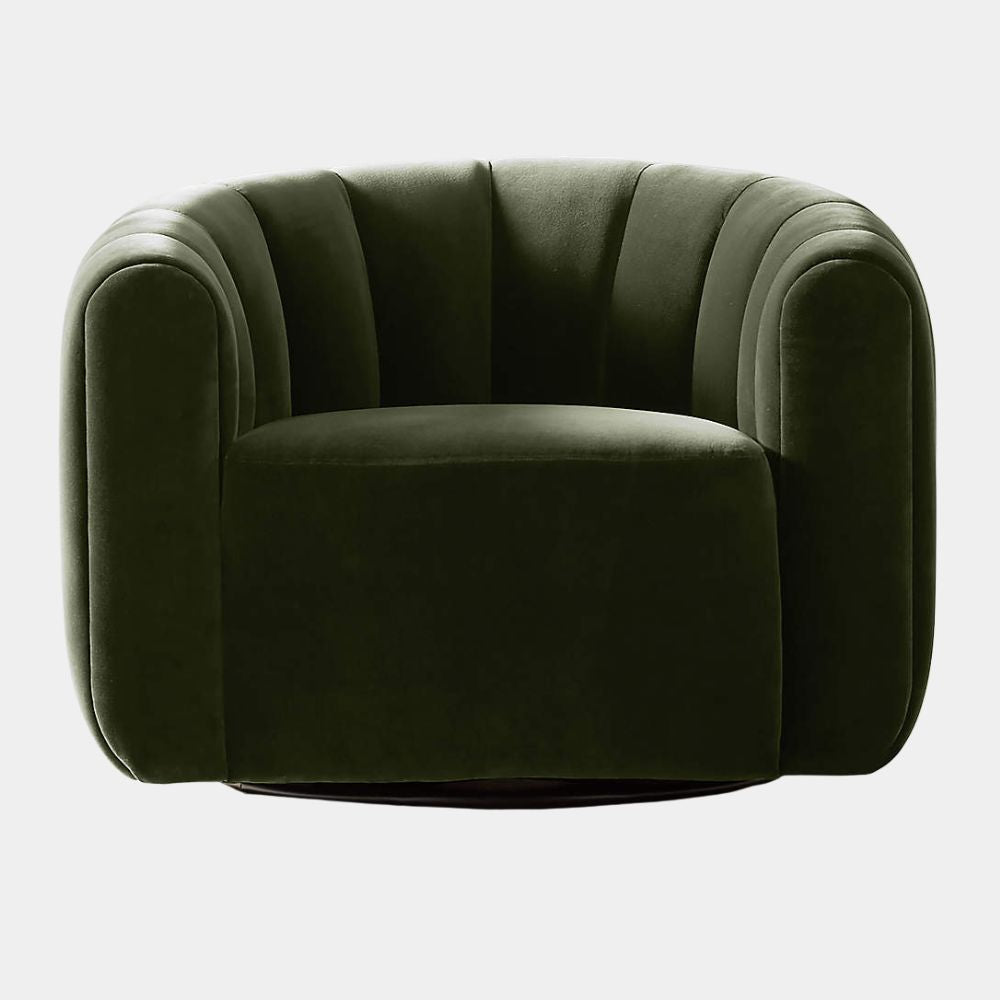 Modern Olive Green Barrel Accent Chair