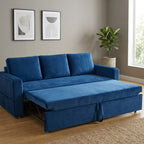 Blue Velvet Convertible Sofa Cum Bed