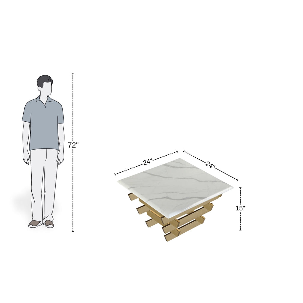 Modern Criss-Cross Legged Marble Coffee Table