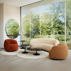 3 Seater Minimalist Beige Upholstered Sofa