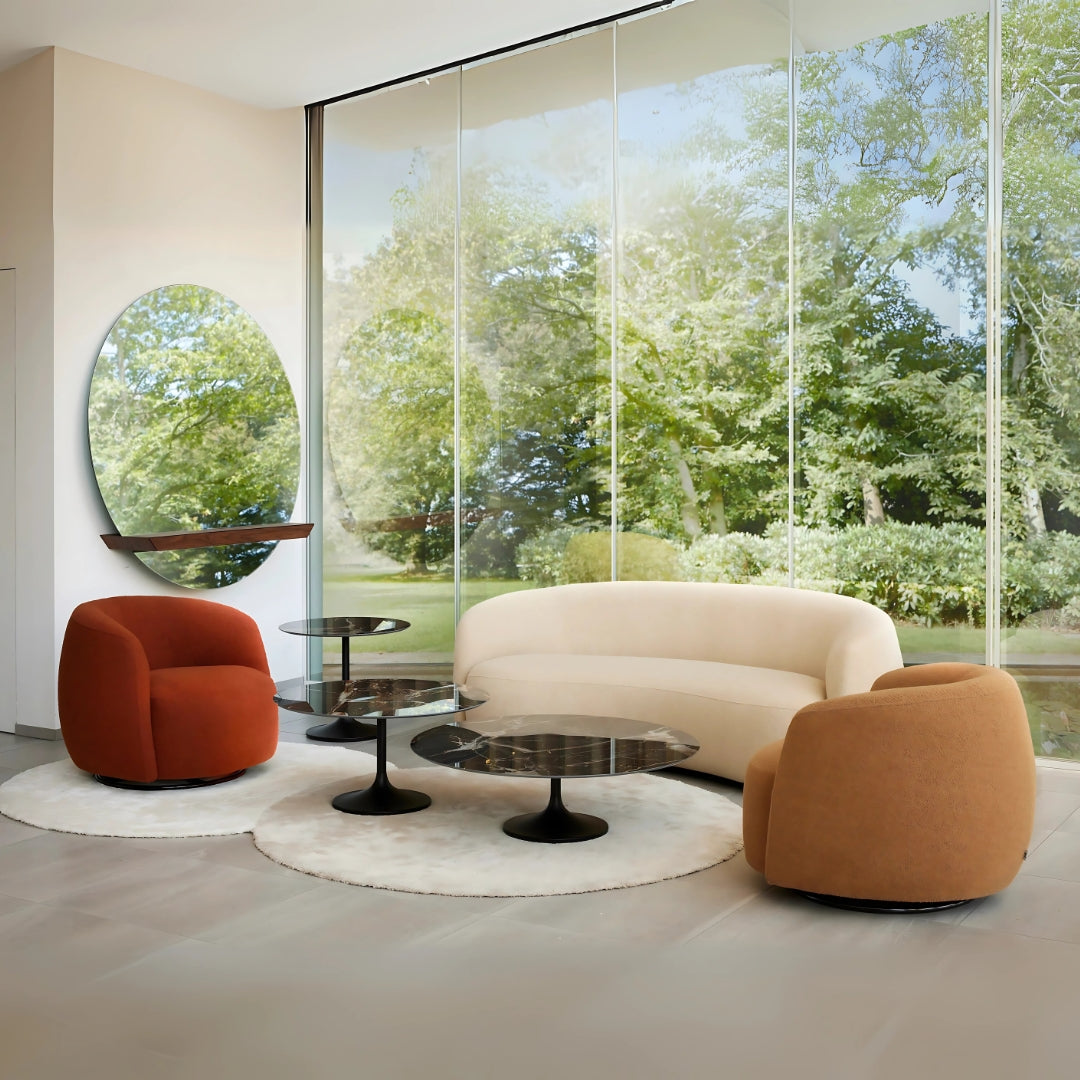 3 Seater Minimalist Beige Upholstered Sofa