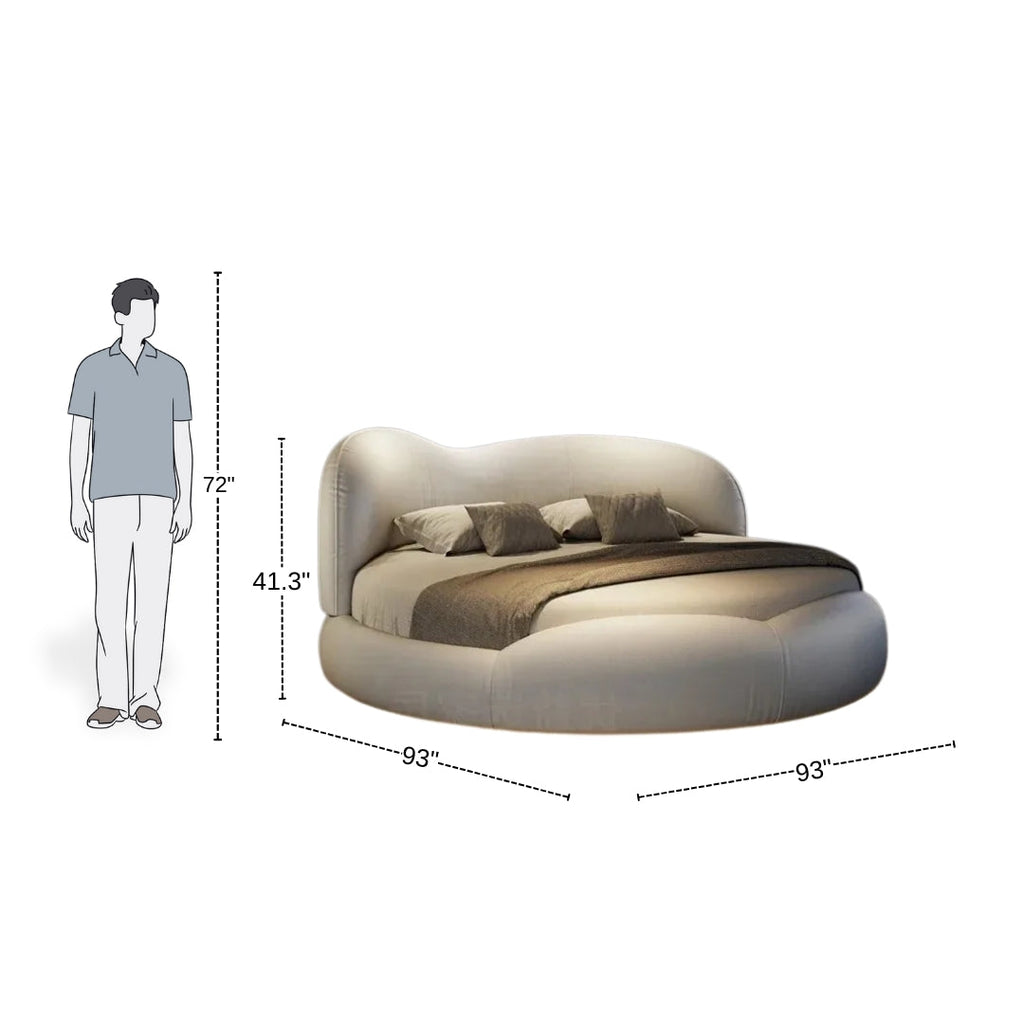 Luxe Round Comfort Bed with Solid Headboard 
