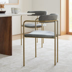 Chic Gold Frame Dining Chair with Soft Grey Seat