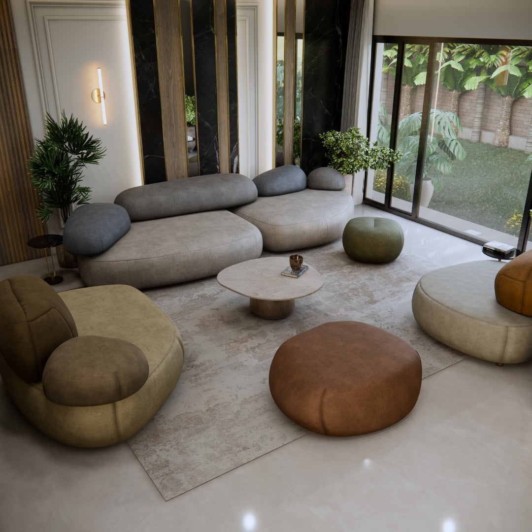 Minimalist Pebble Shaped Accent Sofa Chair