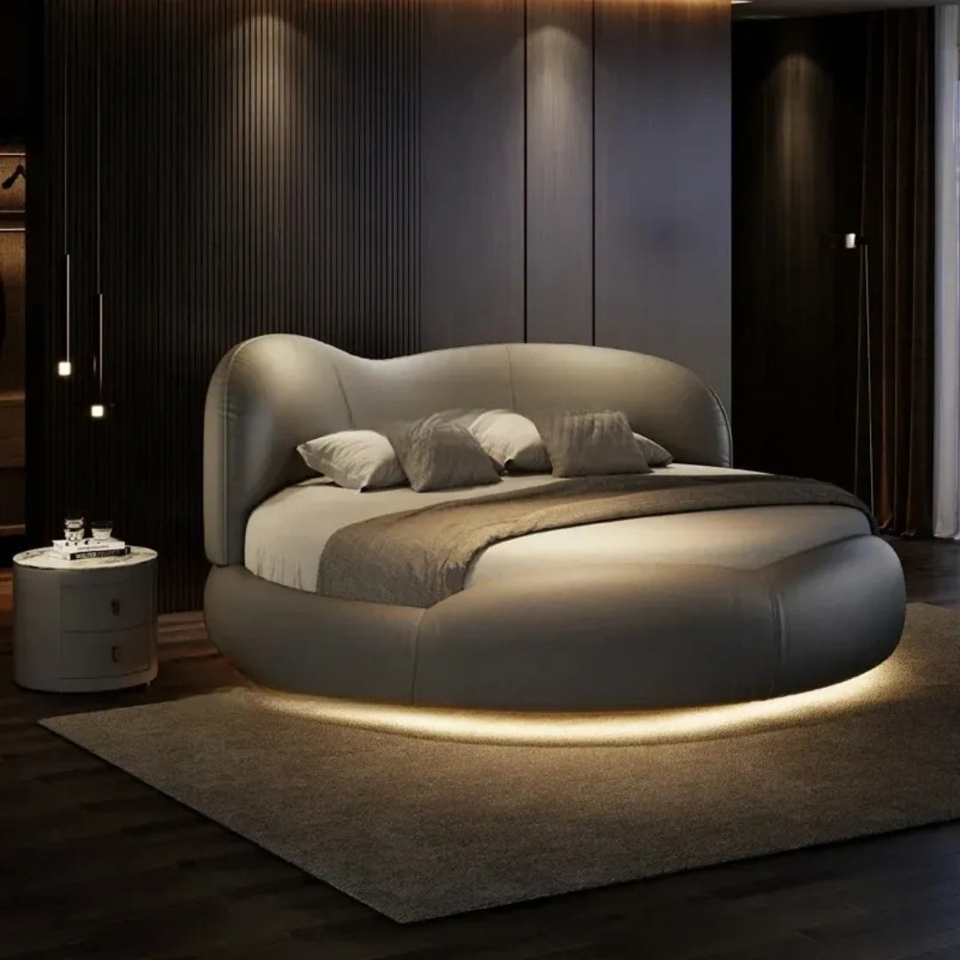 Luxe Round Comfort Bed with Solid Headboard 