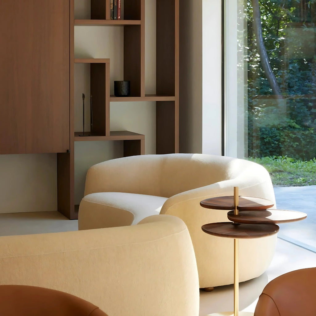 3 Seater Minimalist Beige Upholstered Sofa