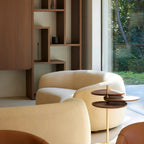 3 Seater Minimalist Beige Upholstered Sofa