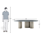 8 Seater Elegant Minimalist Oval Dining Table with Column Legs