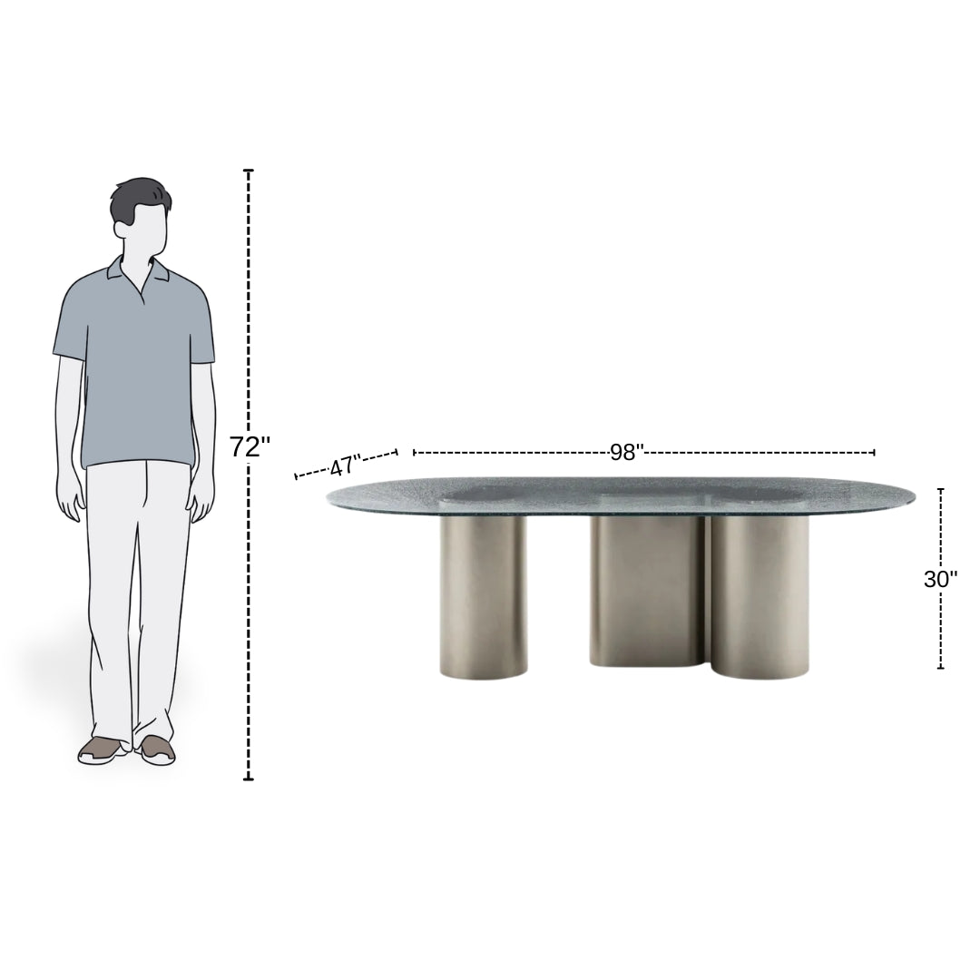 8 Seater Elegant Minimalist Oval Dining Table with Column Legs
