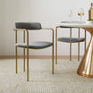 Chic Gold Frame Dining Chair with Soft Grey Seat