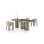 8 Seater Elegant Minimalist Oval Dining Table with Column Legs