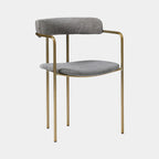 Chic Gold Frame Dining Chair with Soft Grey Seat