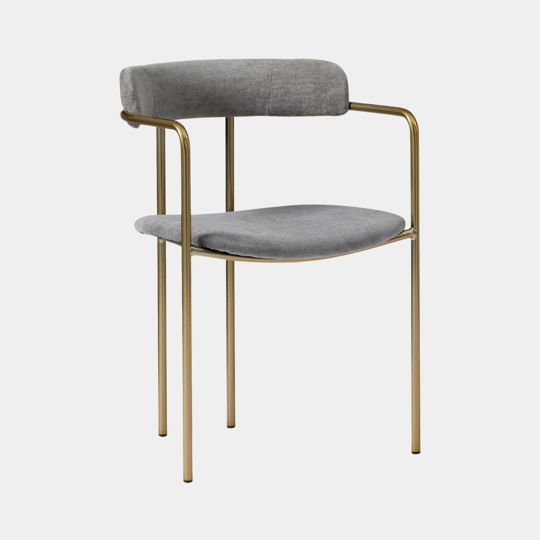 Chic Gold Frame Dining Chair with Soft Grey Seat