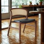 Classic Rattan & Leather Dining Chair
