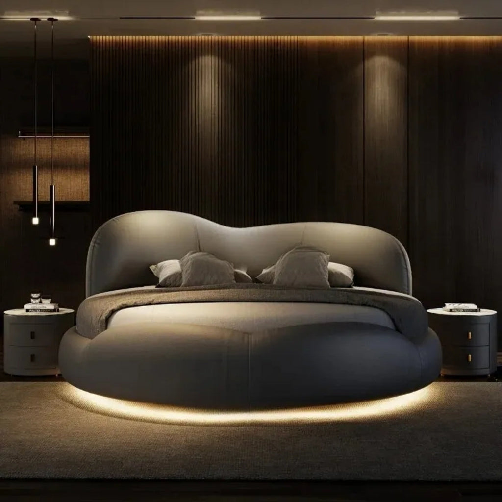 Luxe Round Comfort Bed with Solid Headboard 