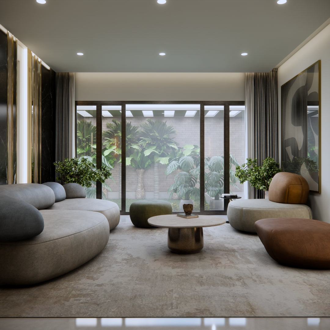 Minimalist Pebble Shaped Accent Sofa Chair