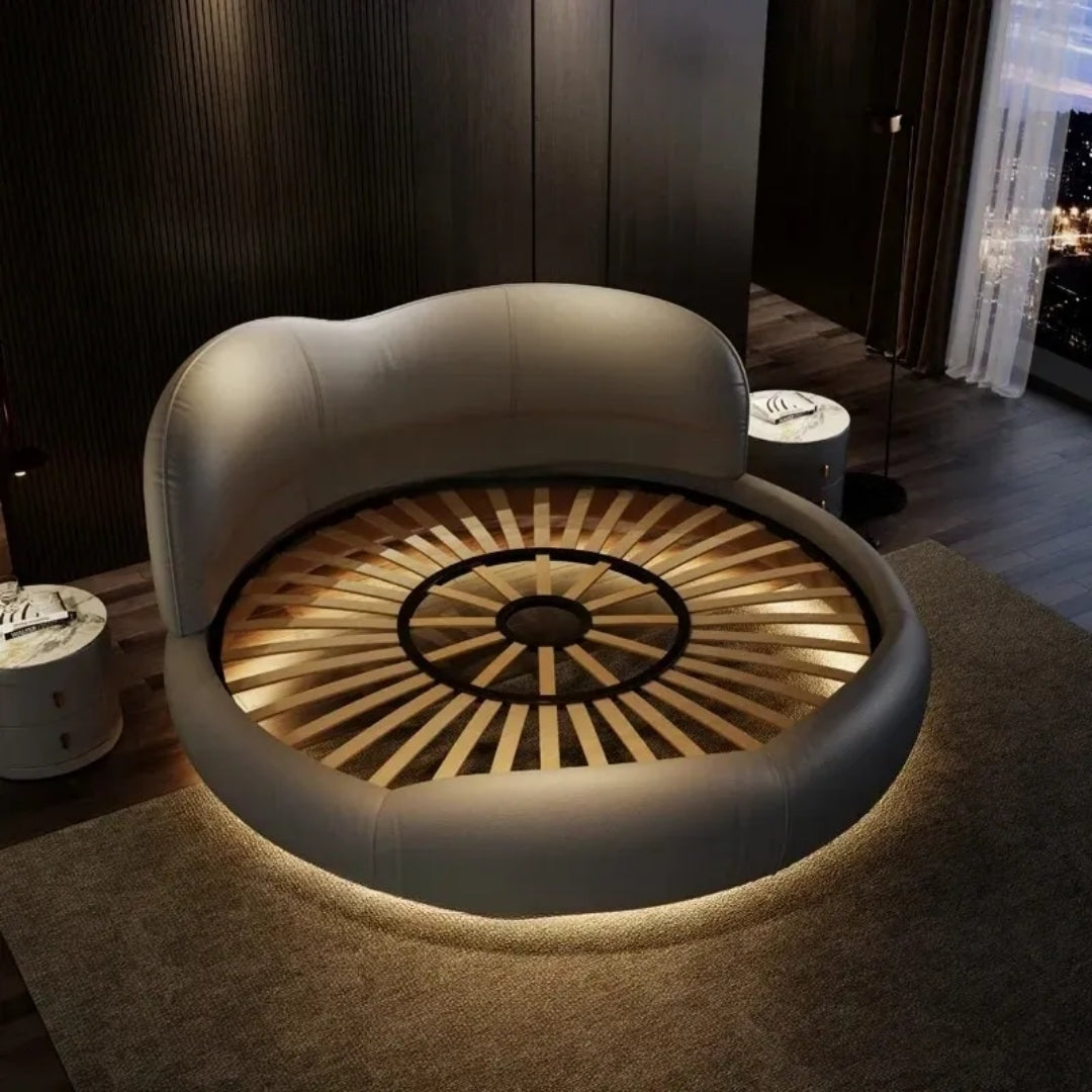 Luxe Round Comfort Bed with Solid Headboard 