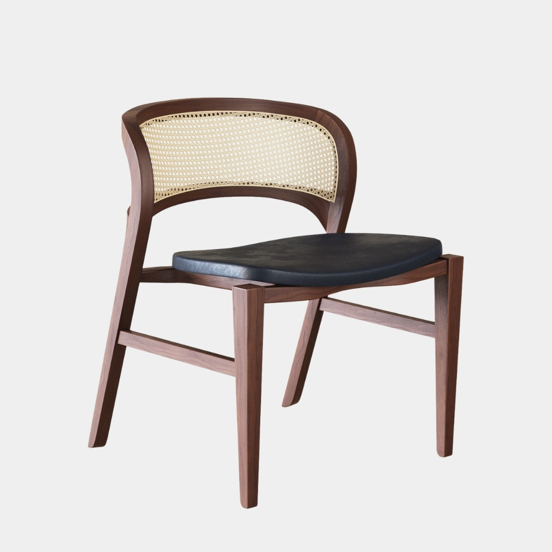 Classic Rattan & Leather Dining Chair