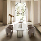 8 Seater Elegant Minimalist Oval Dining Table with Column Legs