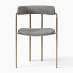 Chic Gold Frame Dining Chair with Soft Grey Seat