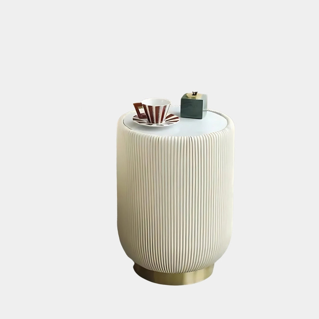 White Textured Cylindrical Coffee Table