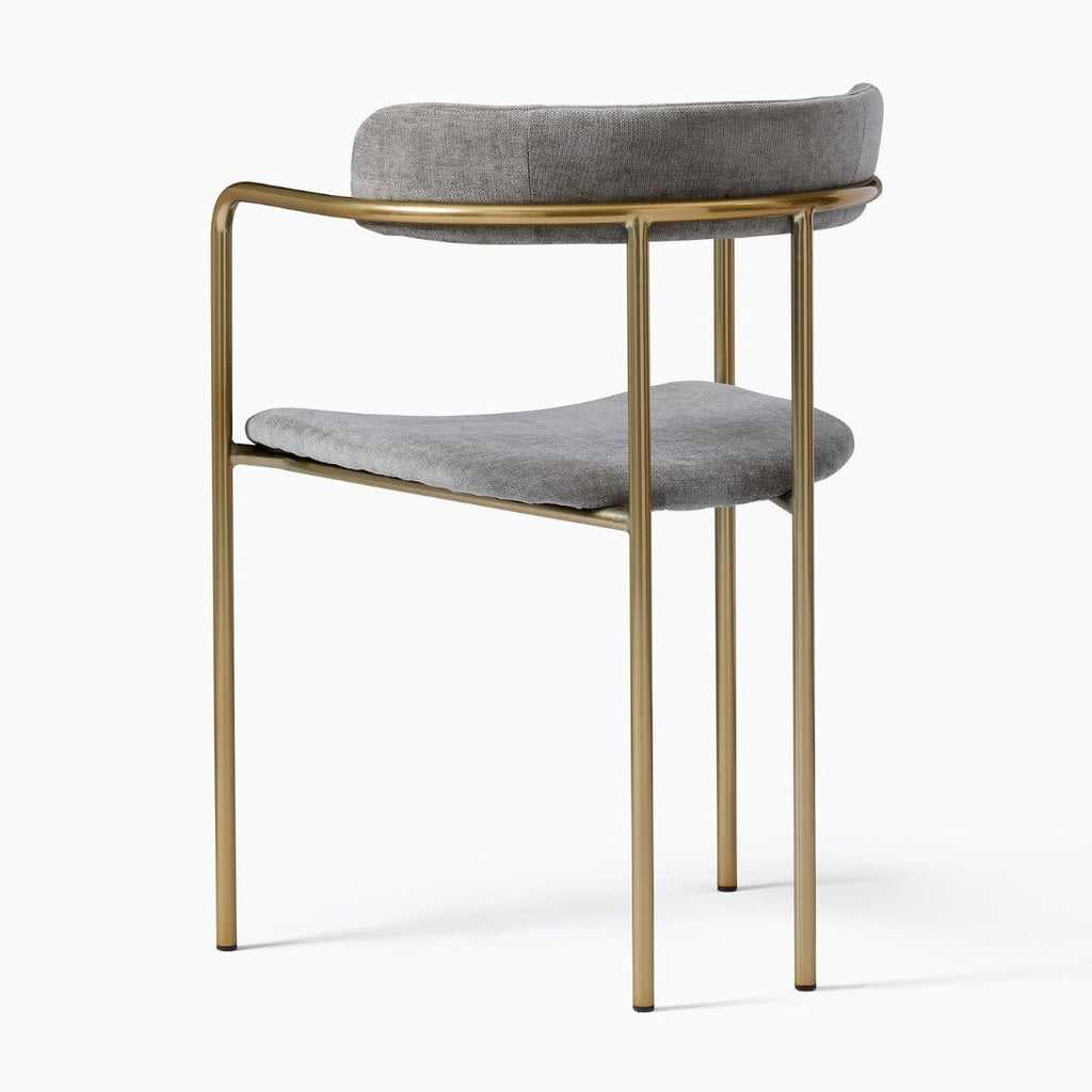 Chic Gold Frame Dining Chair with Soft Grey Seat
