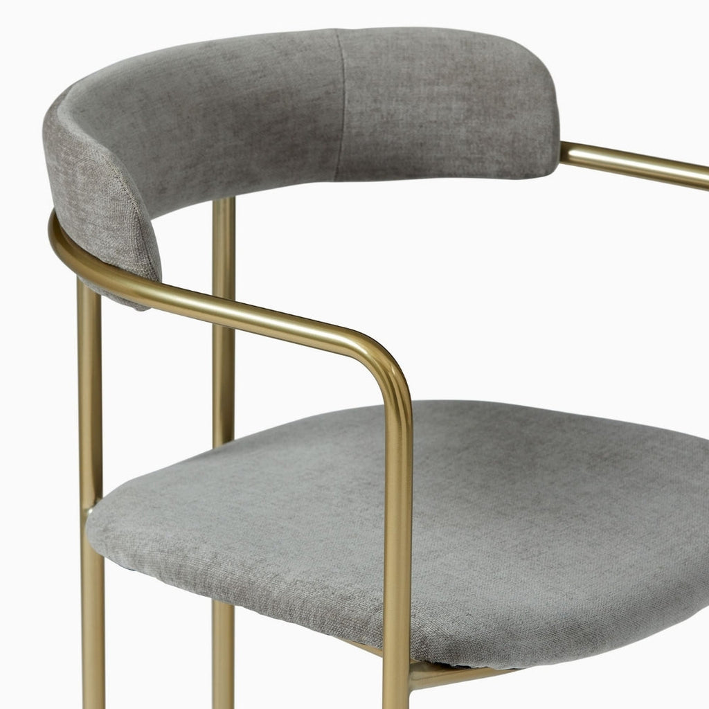 Chic Gold Frame Dining Chair with Soft Grey Seat