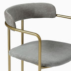 Chic Gold Frame Dining Chair with Soft Grey Seat
