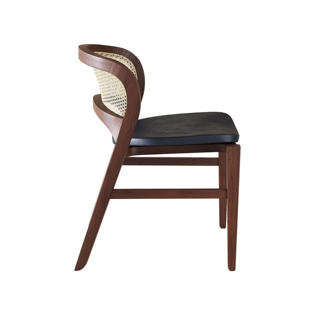 Classic Rattan & Leather Dining Chair