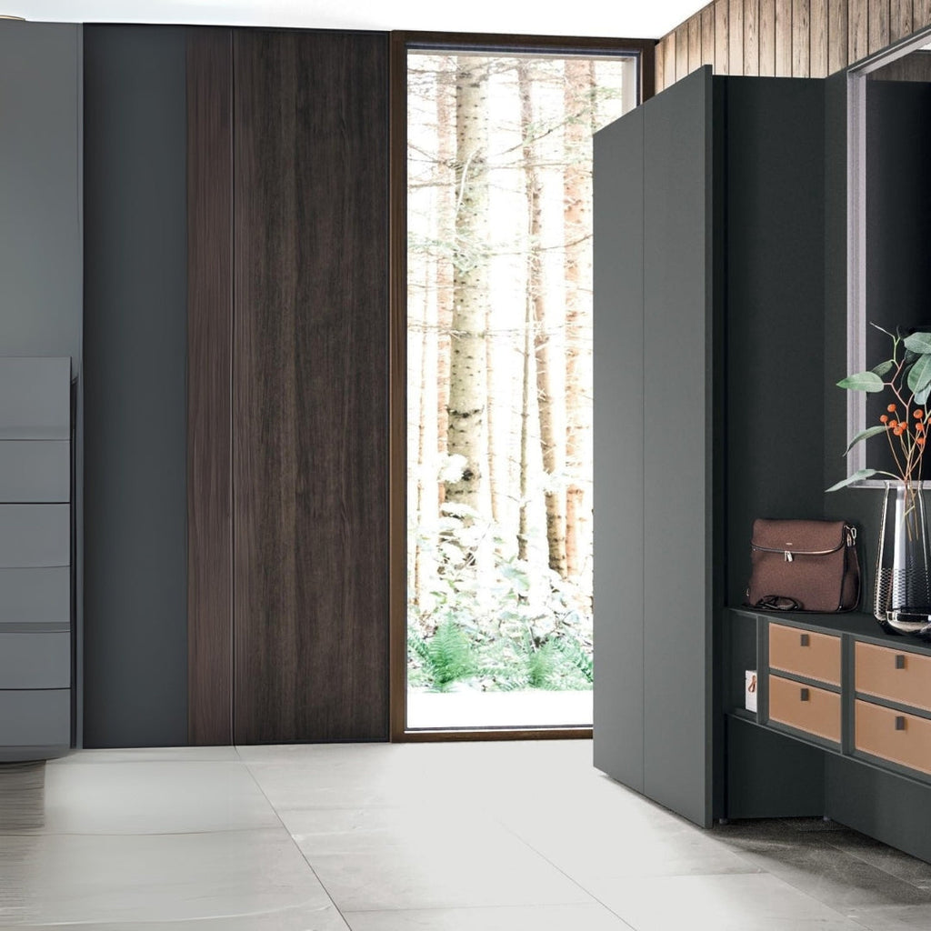 Modern Charcoal Wardrobe With Accent Drawers