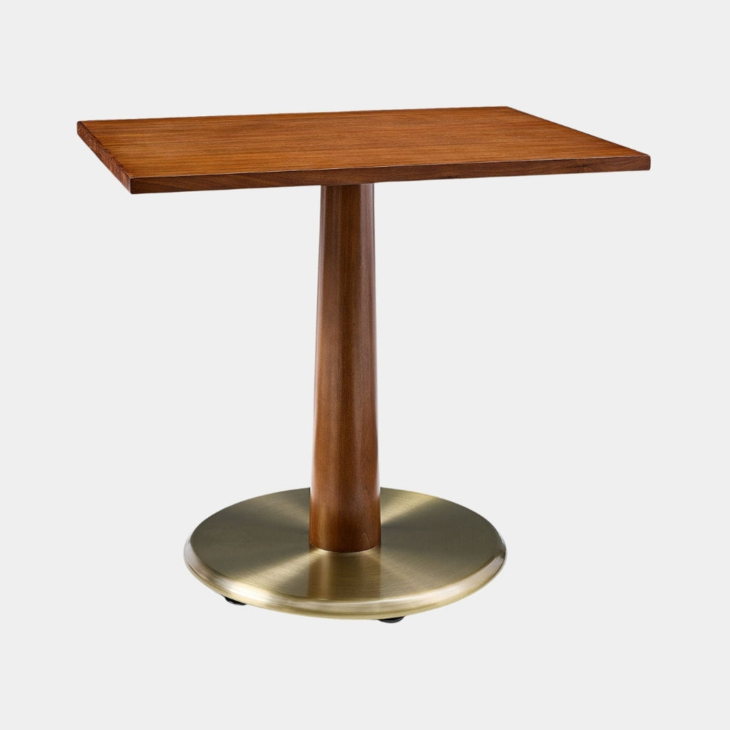 Golden Base Brown Wood Rectangular Cafe Table