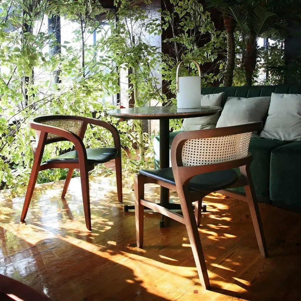 Classic Rattan & Leather Dining Chair