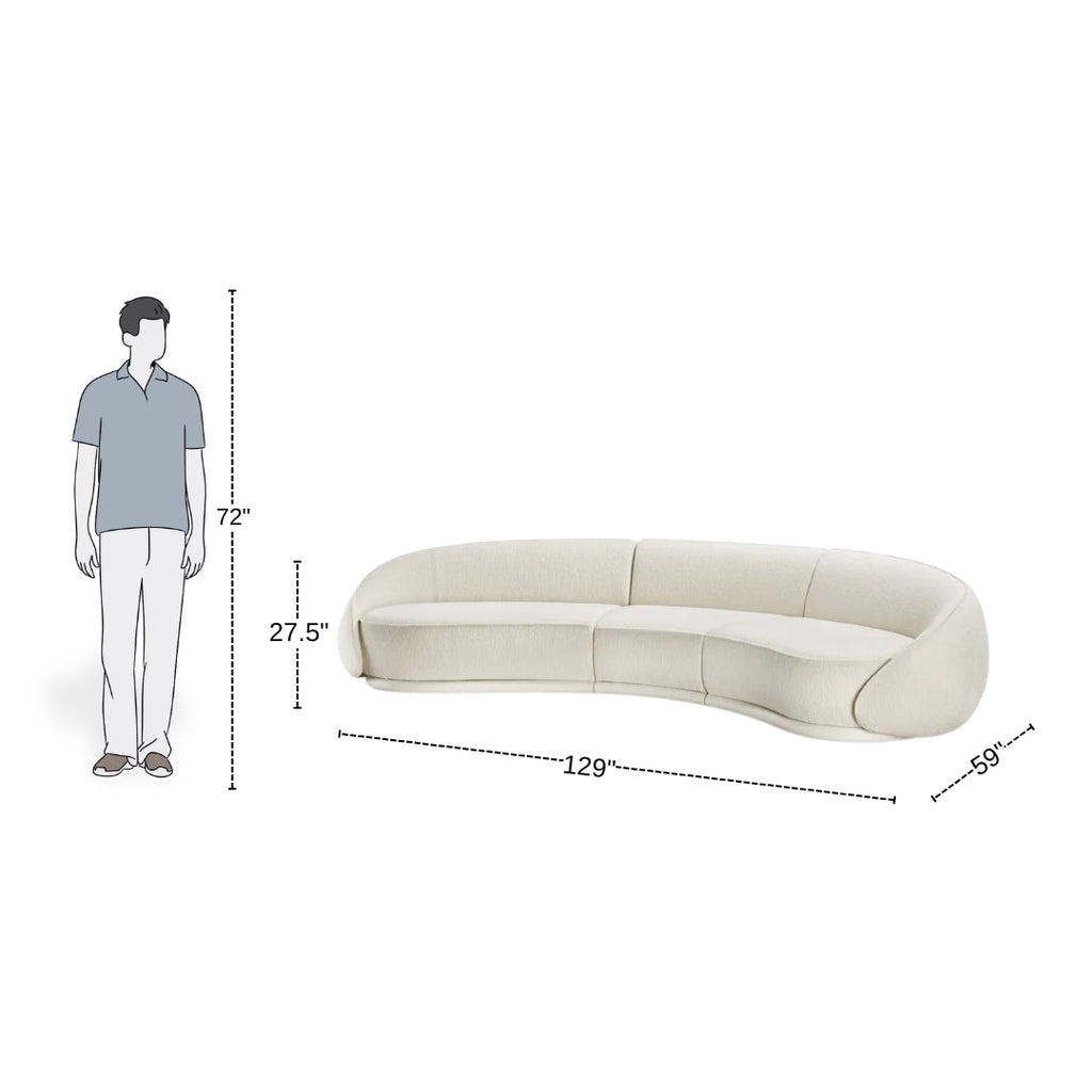 4 Seater Elegant Moonbeam Curved Sofa
