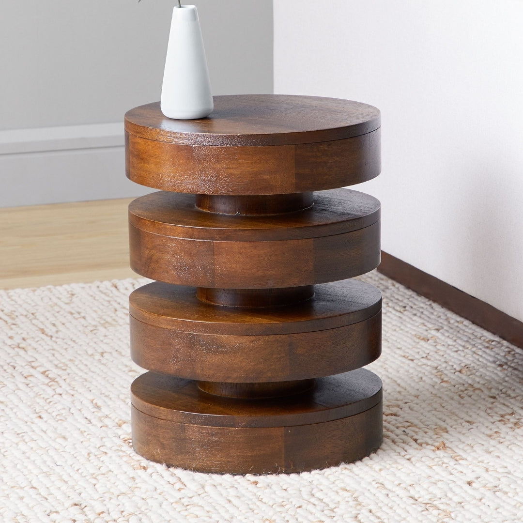 Sculpted Wood Rings Side Table