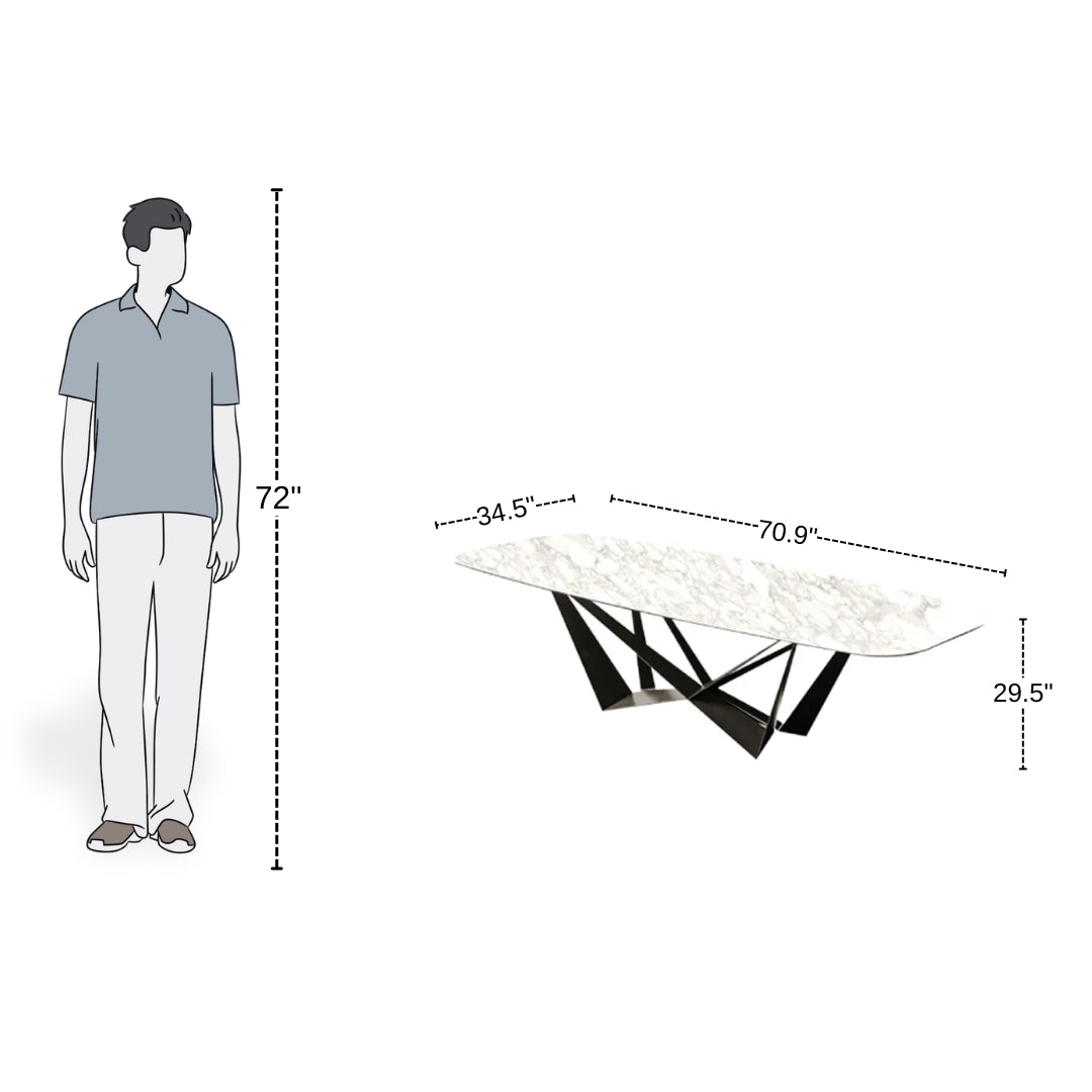 8 Seater Rectangular Italian Marble Top Dining Table 