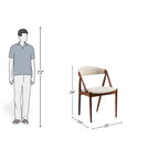 Wooden Dining Chair With Beige Upholstery