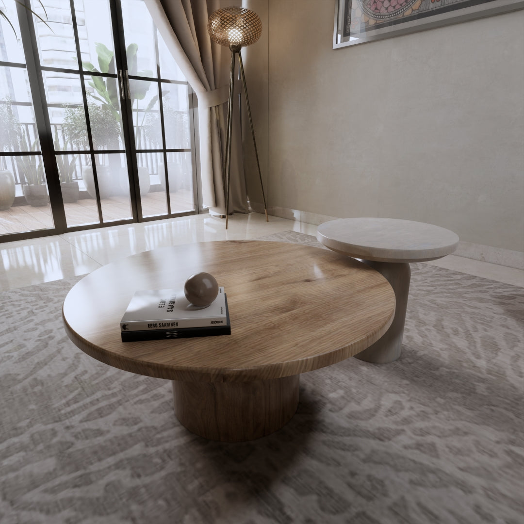 Elemental Duo Artistic Circular Coffee Table