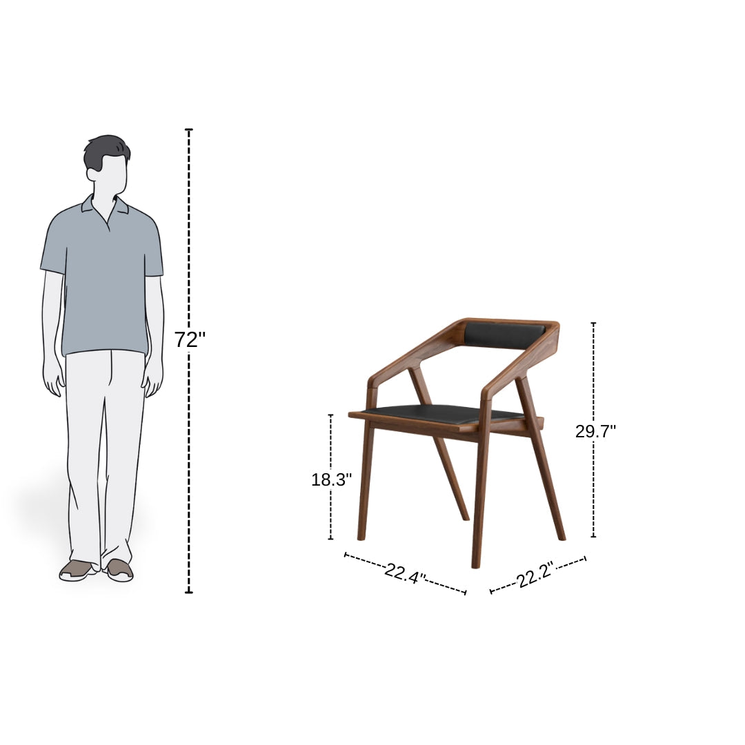 Modern Wood Frame Armchair with Black Seat

