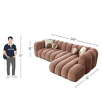 5 Seater Fluted Dusky Pink L-Shape Sectional Sofa
